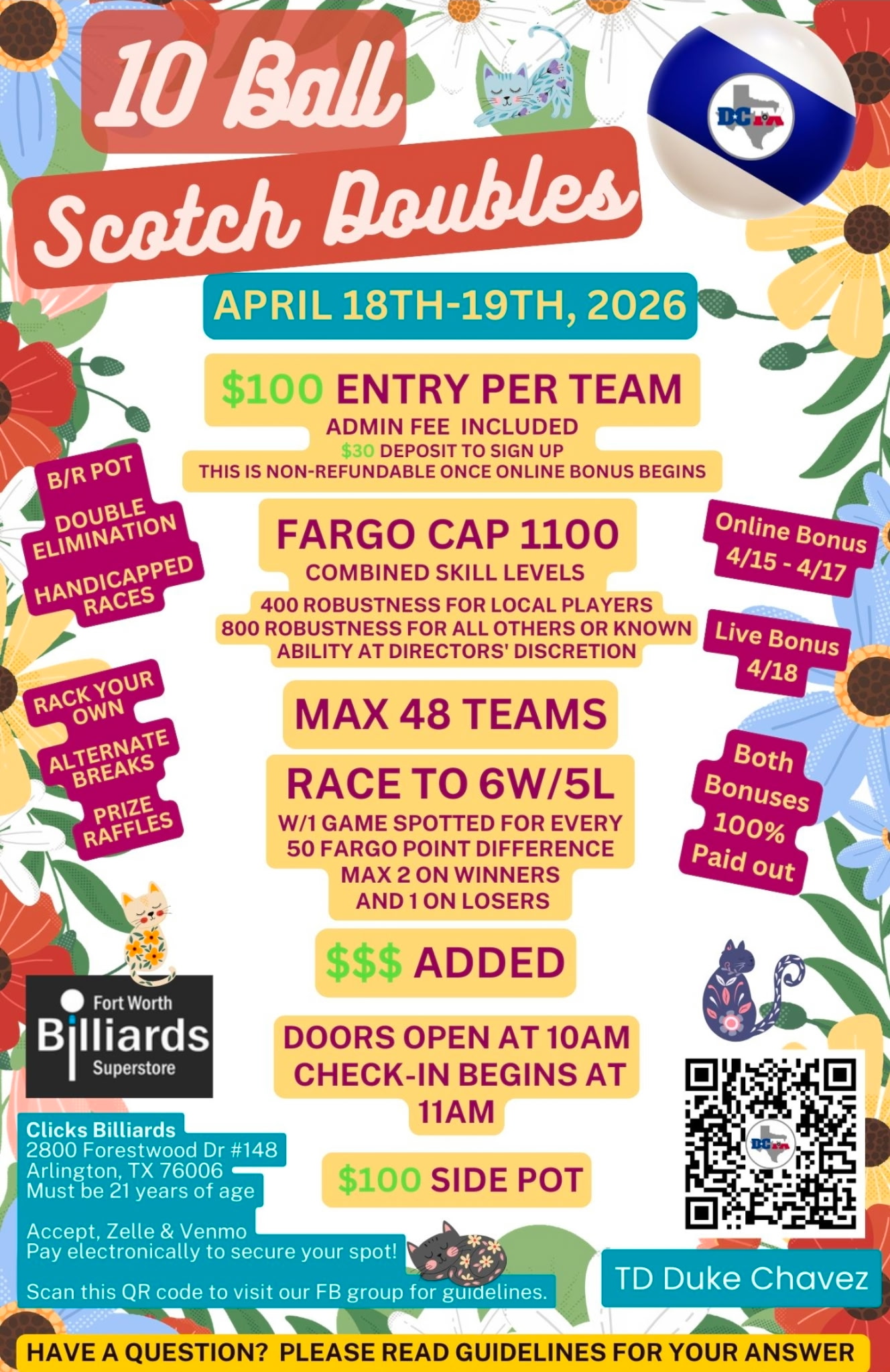 10 Ball Scotch Doubles - April 18-19